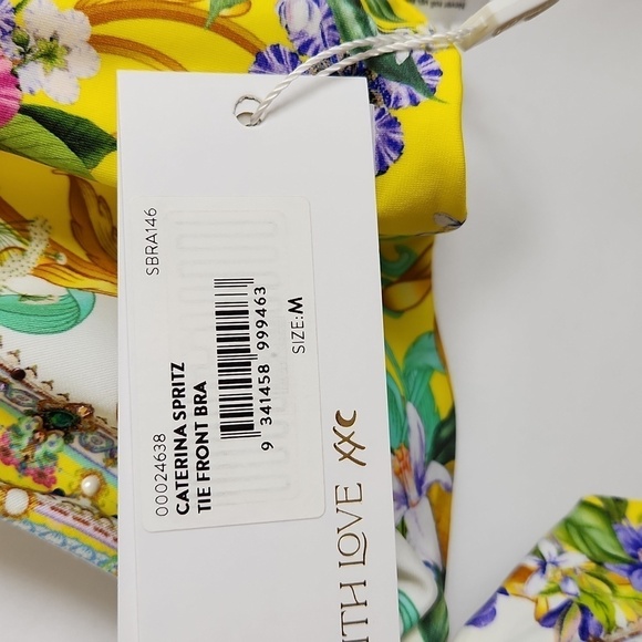 Camilla "Caterina Spritz" Tie-Front Bikini Top, Yellow Multi - Picture 4 of 5